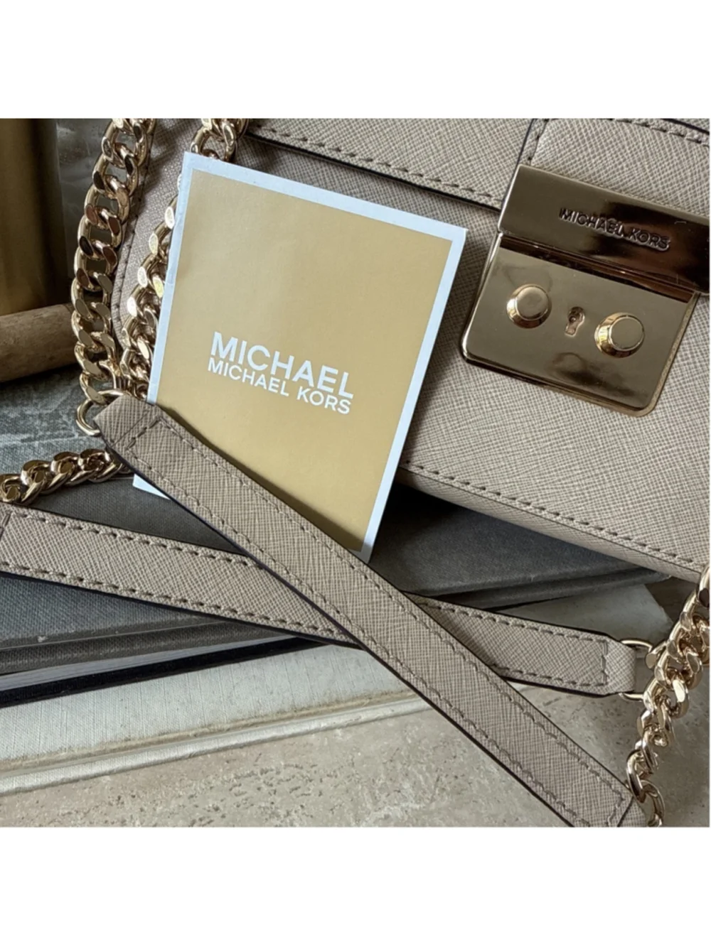 Michael Kors Brandi Leather Shoulder Bag Gold Hardware NWOT